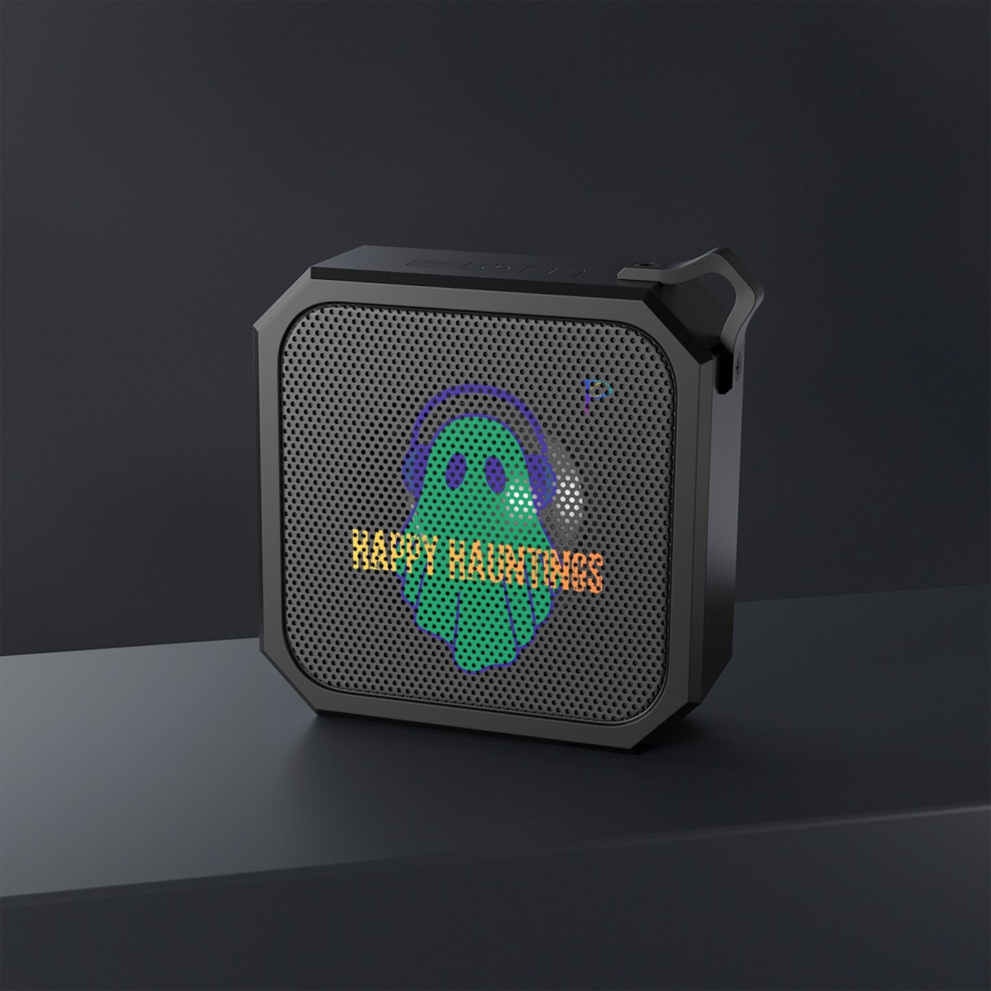 Bluetooth Speaker — 'Happy Hauntings' Ghost Outdoor Speaker (Halloween Portable Waterproof)