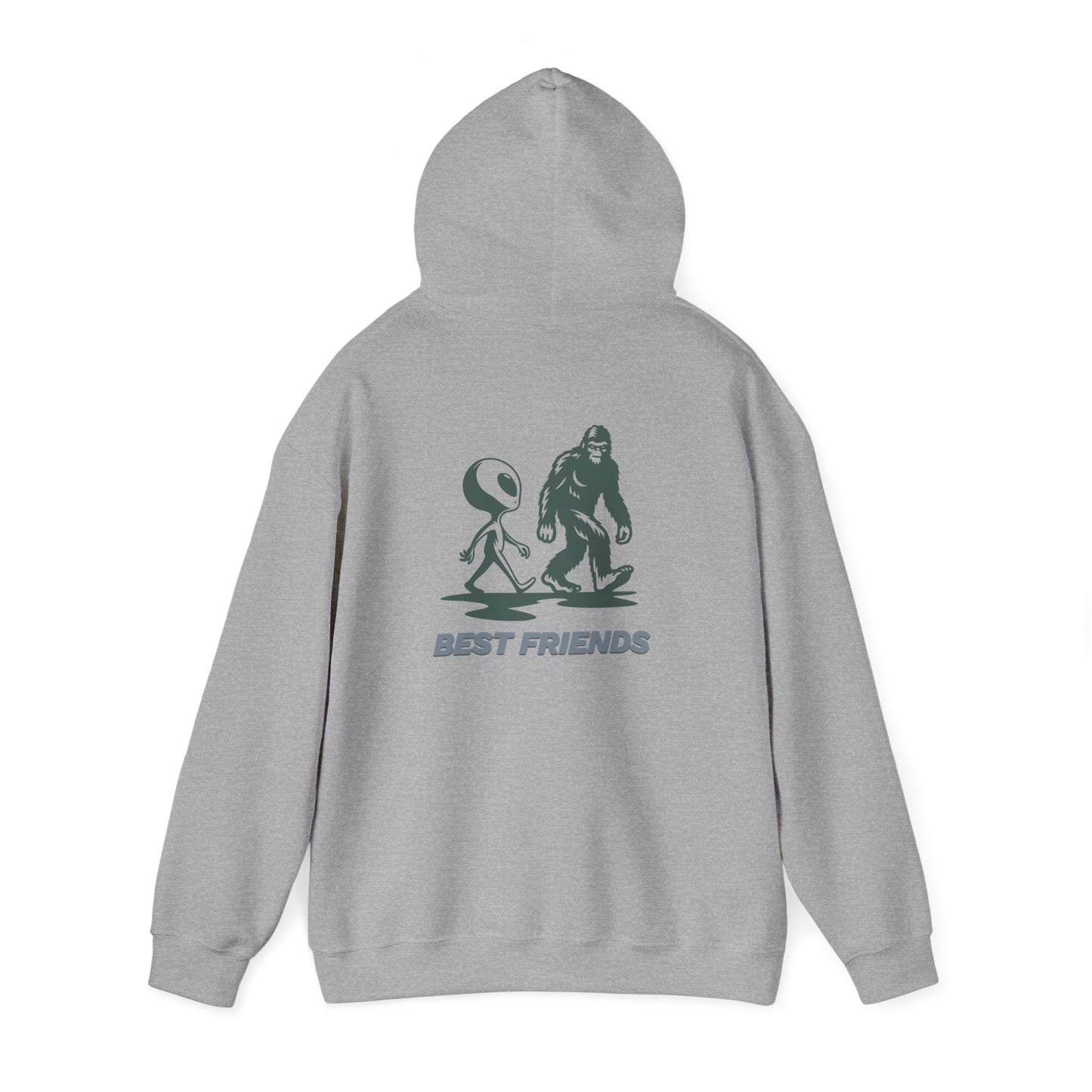 Best Friends Hoodie — Bigfoot & Alien Graphic Pullover
