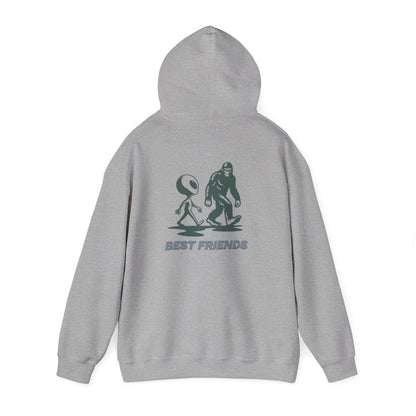 Best Friends Hoodie — Bigfoot & Alien Graphic Pullover