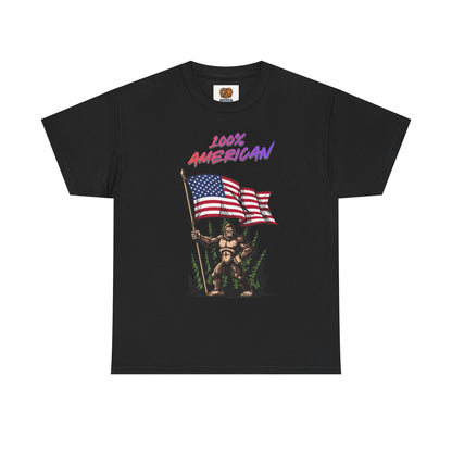 100% American T-Shirt — Retro Patriotic Flag Graphic Tee