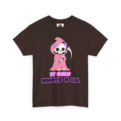It Only Hurts A Lil Grim Reaper Tee — Cute Goth Skull T-Shirt