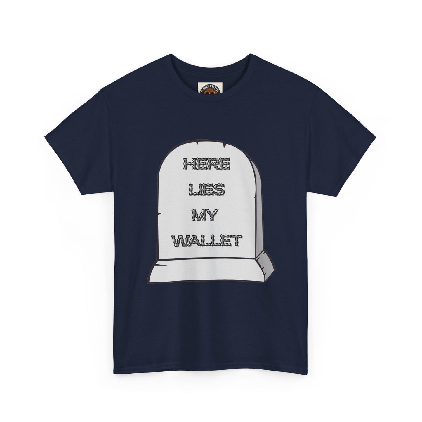 Here Lies My Wallet Tombstone T-Shirt — Funny Grim Reaper Money Joke Tee