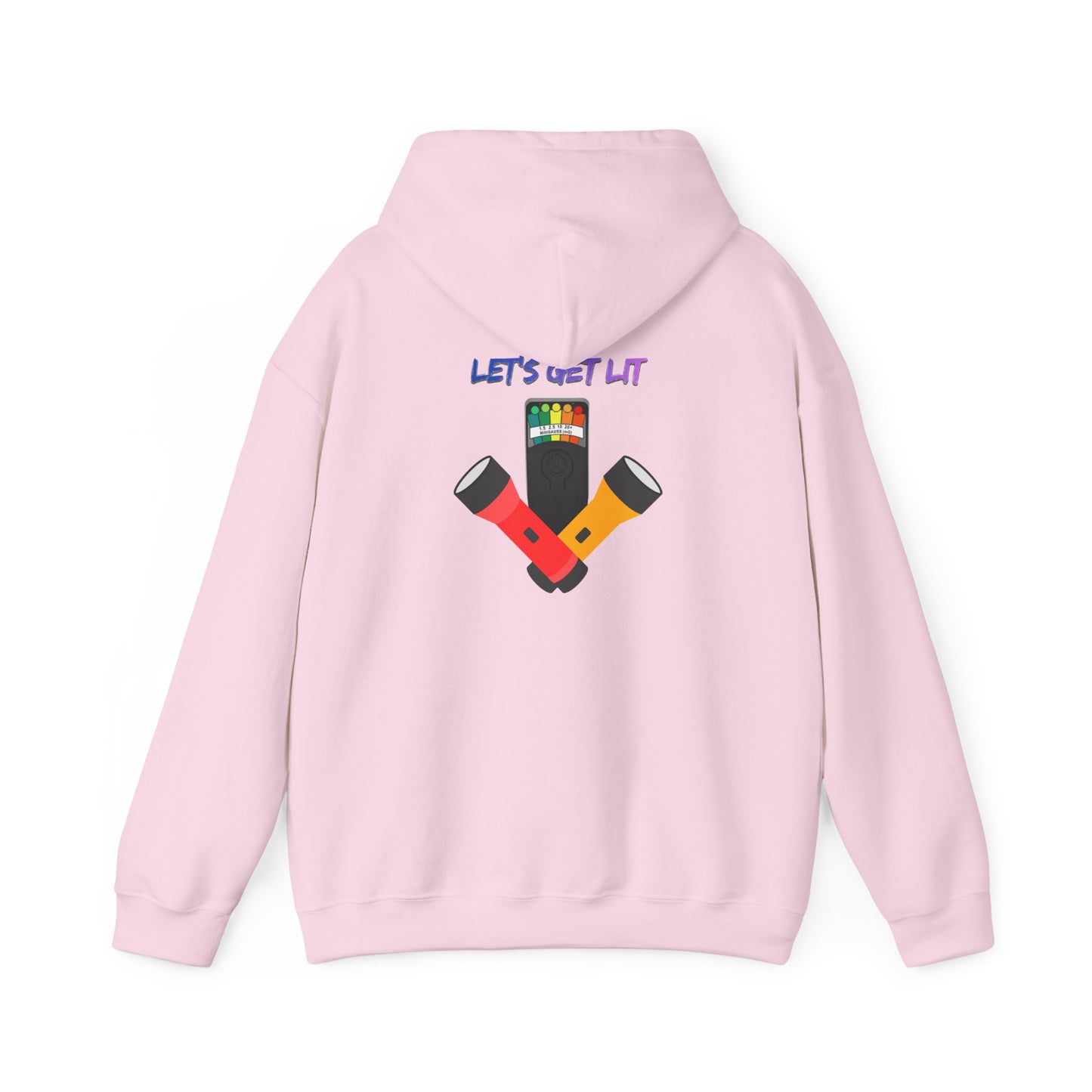 Let’s Get Lit Hoodie — Colorful Flashlight Party Graphic Hooded Sweatshirt