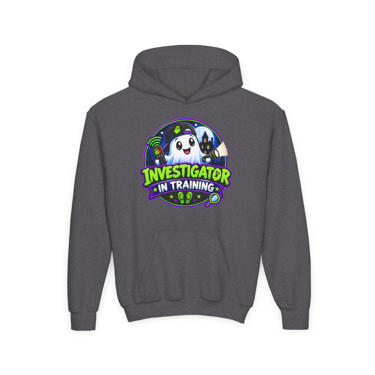 Youth Hoodie — "Investigator in Training" Cute Ghost Detective Kids Pullover