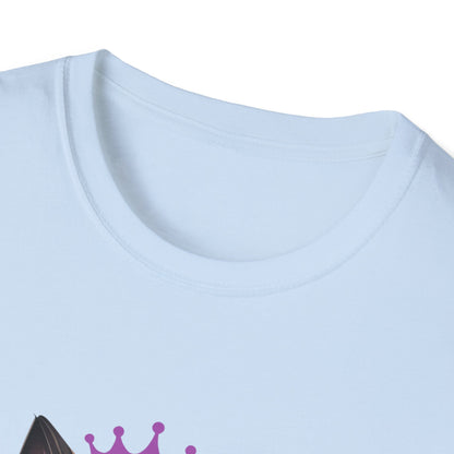 Wicca Queen T-Shirt — Black Cat with Crown & Crescent Moon Pagan Tee