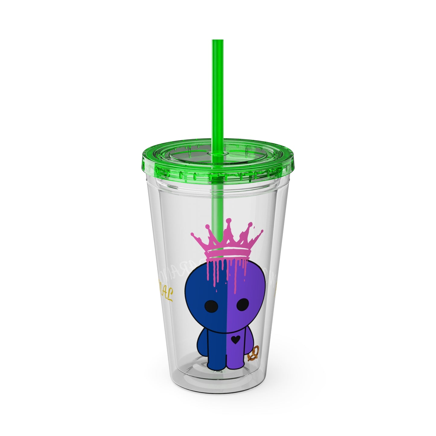 16oz Acrylic Tumbler with Straw — Cute Purple Blue Character 'Paranormal' Drink Cup