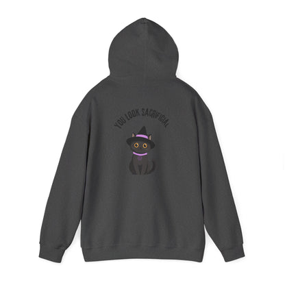 Witch Cat Hoodie – "You Look Purrrfect" Cute Black Cat Halloween Sweatshirt