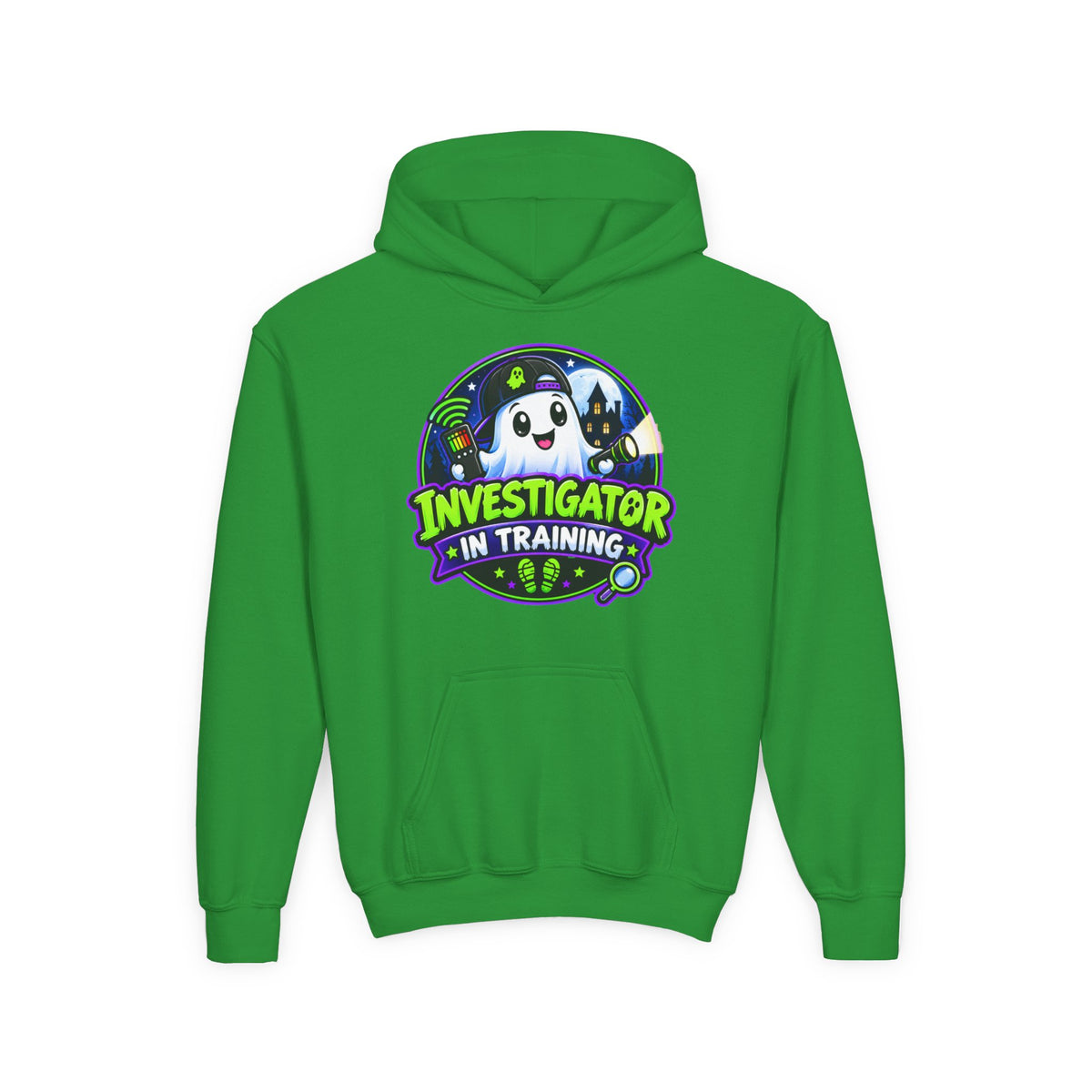 Youth Hoodie — "Investigator in Training" Cute Ghost Detective Kids Pullover
