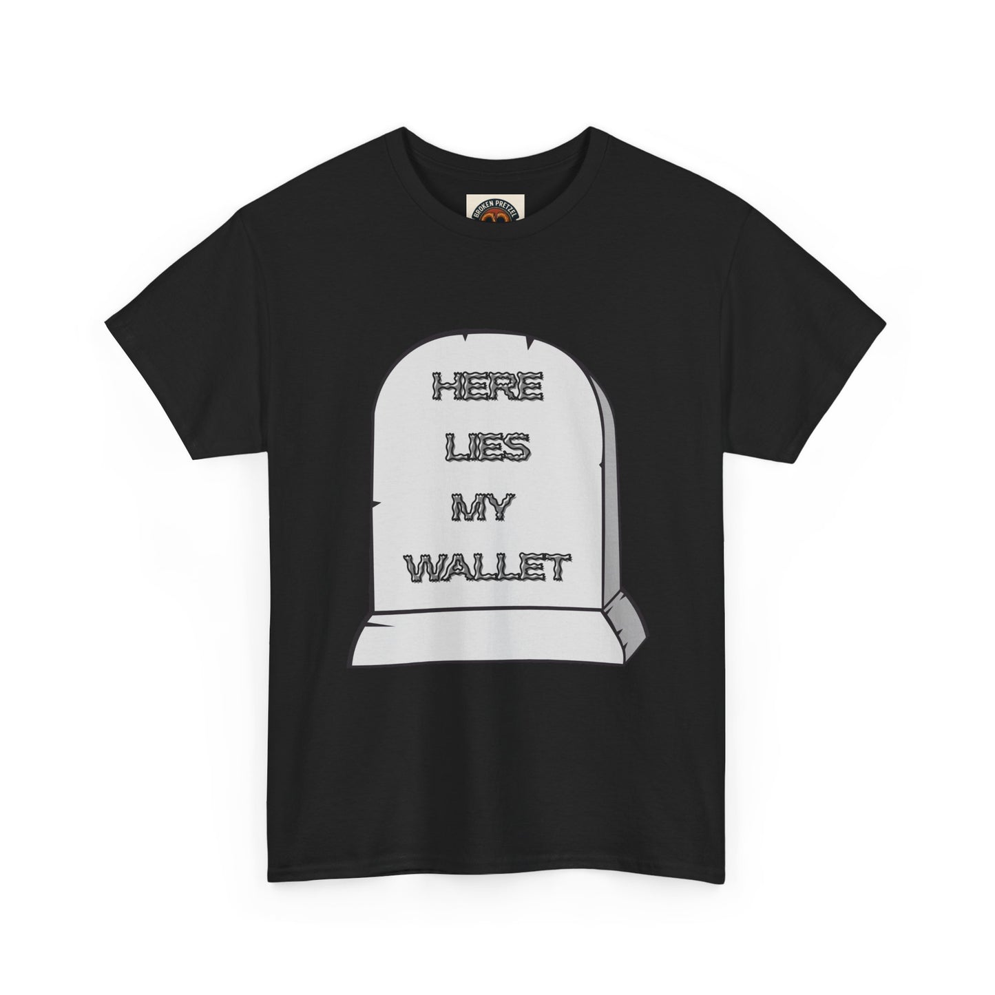 Here Lies My Wallet Tombstone T-Shirt — Funny Grim Reaper Money Joke Tee