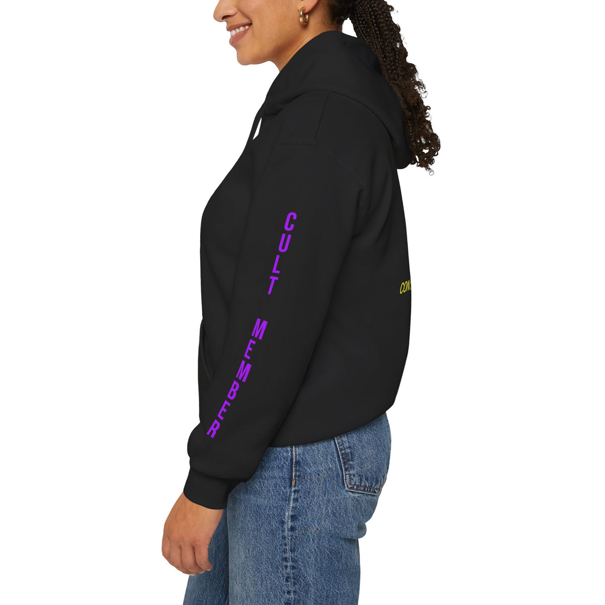 Witchy Black Hoodie - "Wicca Queen" Gothic Witch Cat Pullover