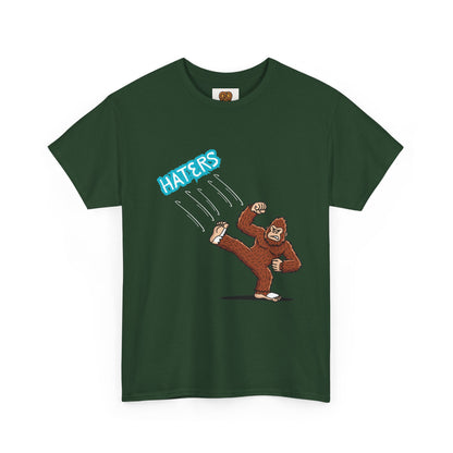 Bigfoot Kicking Haters Tee — Funny Sasquatch Graphic T-Shirt