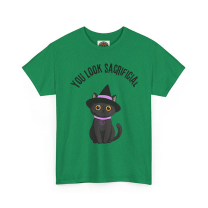 You Look Sacrificial Black Cat Halloween T-Shirt — Cute Witch Cat Tee for Halloween