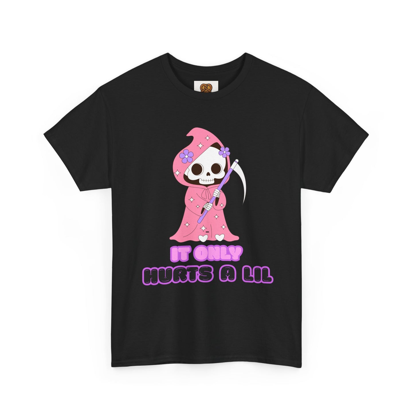 It Only Hurts A Lil Grim Reaper Tee — Cute Goth Skull T-Shirt