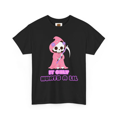 It Only Hurts A Lil Grim Reaper Tee — Cute Goth Skull T-Shirt