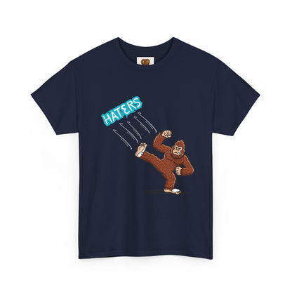 Bigfoot Kicking Haters Tee — Funny Sasquatch Graphic T-Shirt