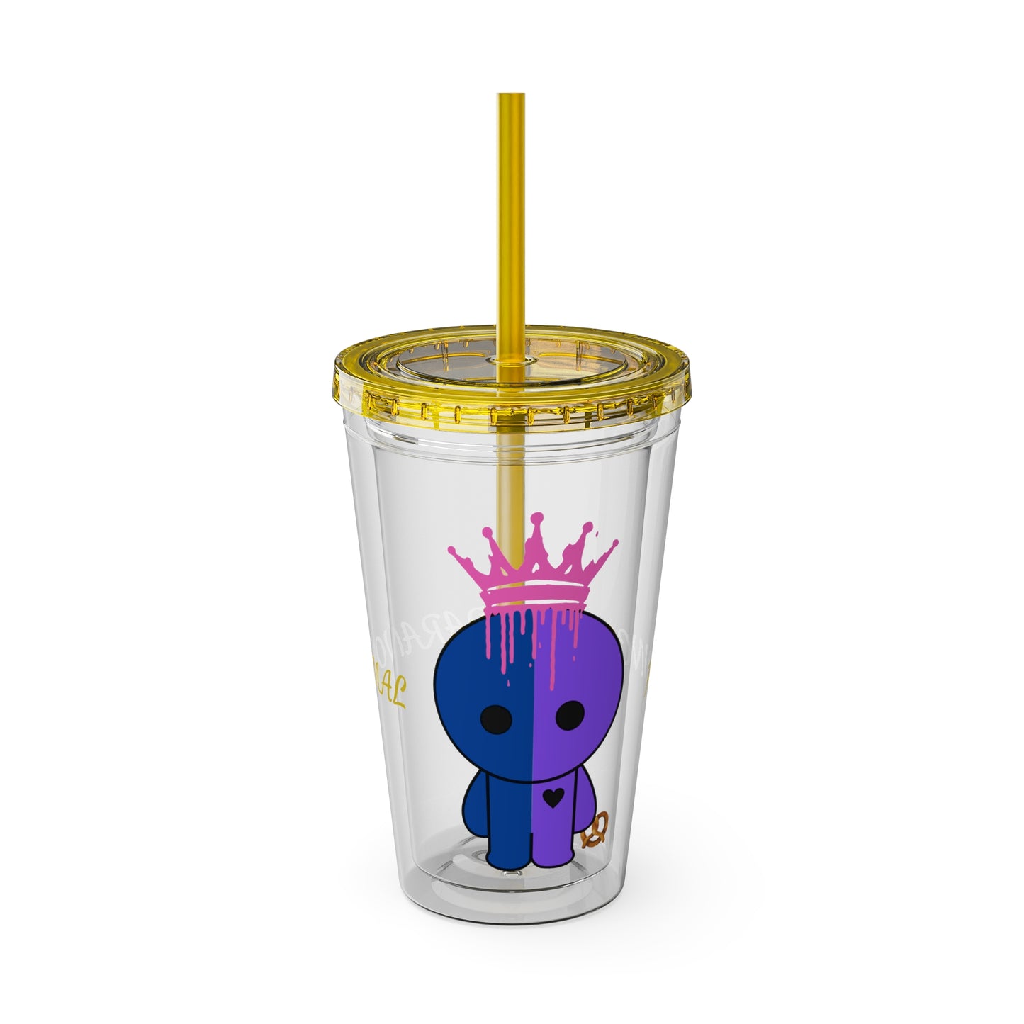 16oz Acrylic Tumbler with Straw — Cute Purple Blue Character 'Paranormal' Drink Cup