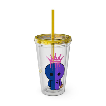 16oz Acrylic Tumbler with Straw — Cute Purple Blue Character 'Paranormal' Drink Cup