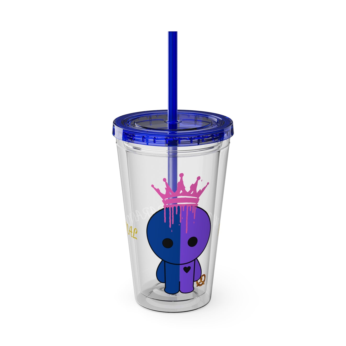 16oz Acrylic Tumbler with Straw — Cute Purple Blue Character 'Paranormal' Drink Cup