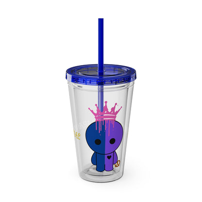 16oz Acrylic Tumbler with Straw — Cute Purple Blue Character 'Paranormal' Drink Cup