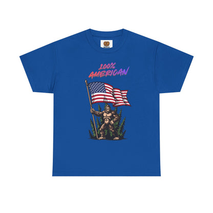 100% American T-Shirt — Retro Patriotic Flag Graphic Tee