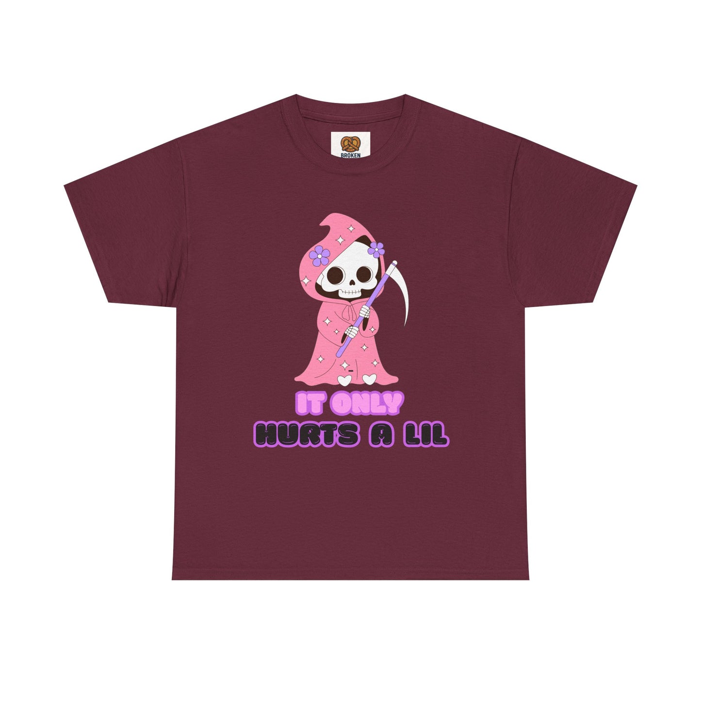 It Only Hurts A Lil Grim Reaper Tee — Cute Goth Skull T-Shirt