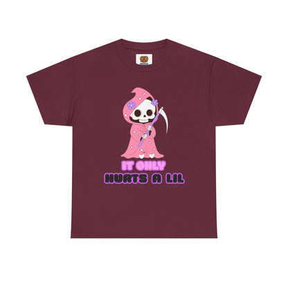 It Only Hurts A Lil Grim Reaper Tee — Cute Goth Skull T-Shirt