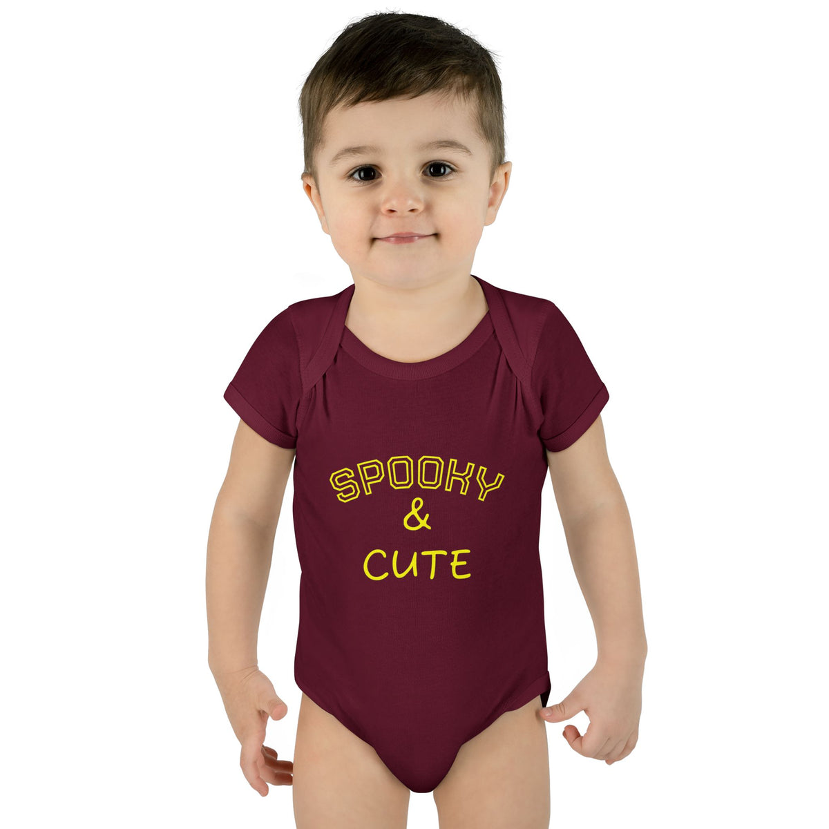Infant Bodysuit - "Spooky & Cute" Halloween Baby Onesie (Orange)