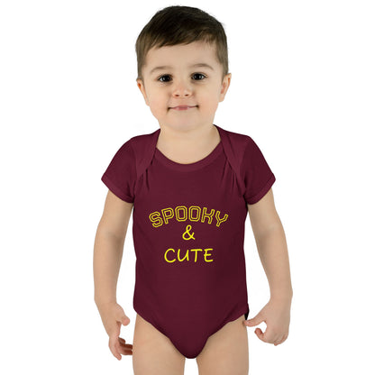 Infant Bodysuit - "Spooky & Cute" Halloween Baby Onesie (Orange)