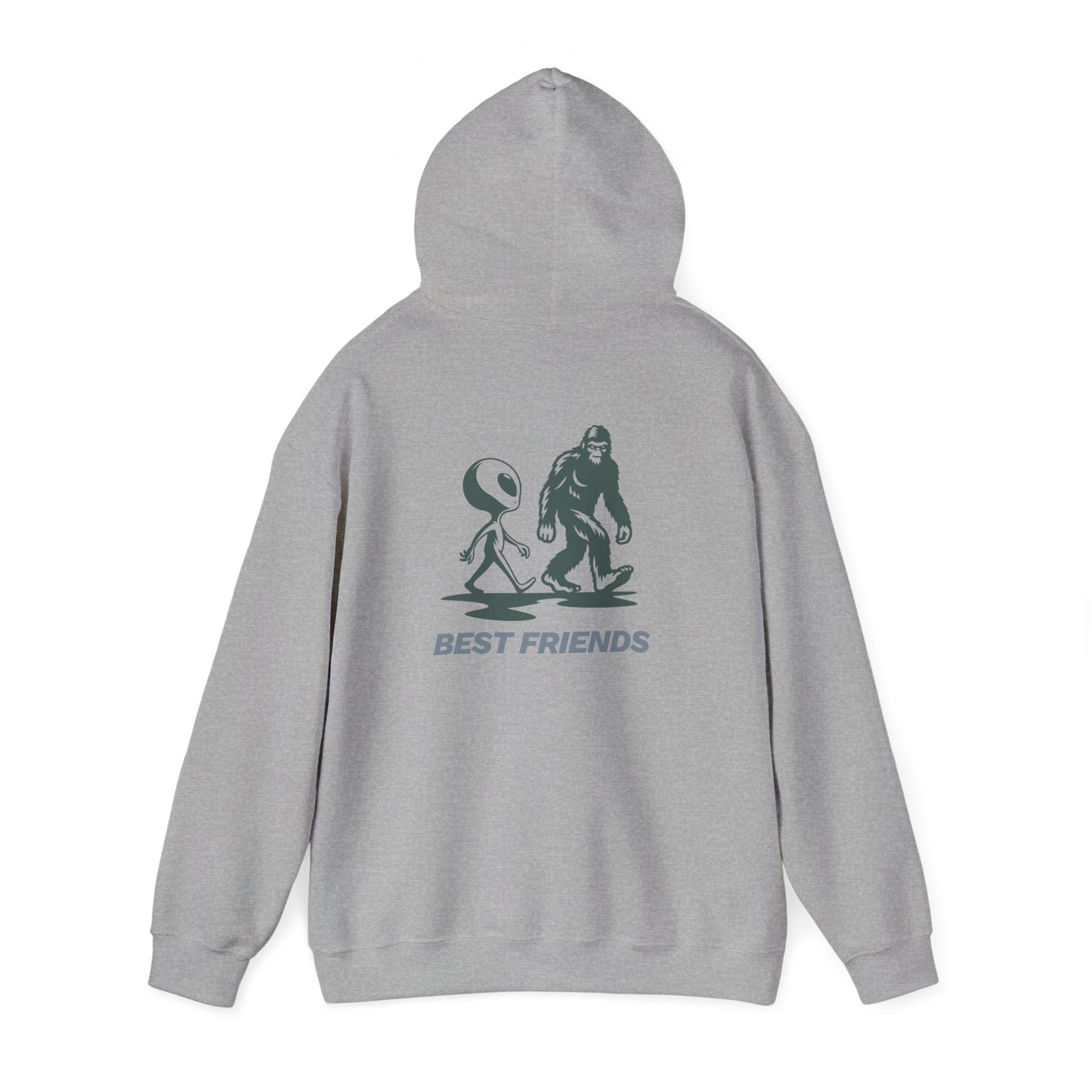 Best Friends Hoodie — Bigfoot & Alien Graphic Pullover
