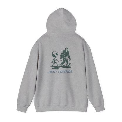 Best Friends Hoodie — Bigfoot & Alien Graphic Pullover