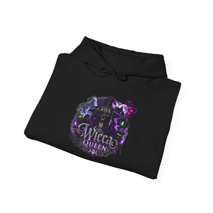 Witchy Black Hoodie - "Wicca Queen" Gothic Witch Cat Pullover