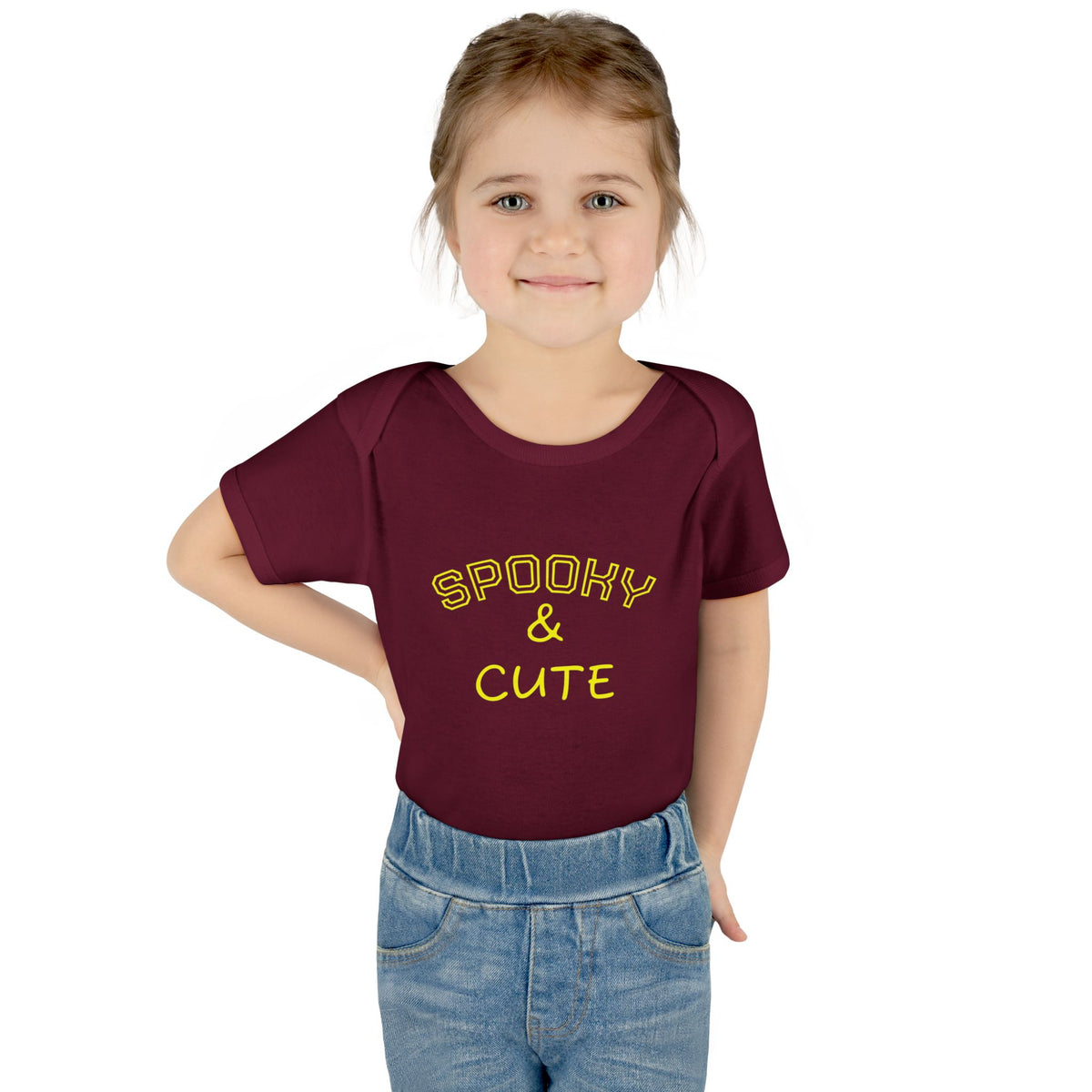 Infant Bodysuit - "Spooky & Cute" Halloween Baby Onesie (Orange)