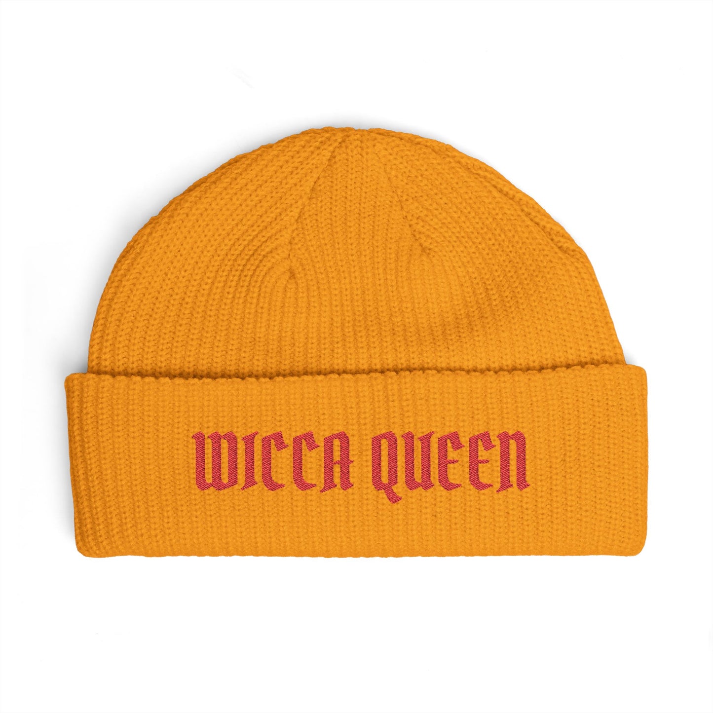 Witch Queen Cuff Beanie — Gothic Embroidered Winter Hat