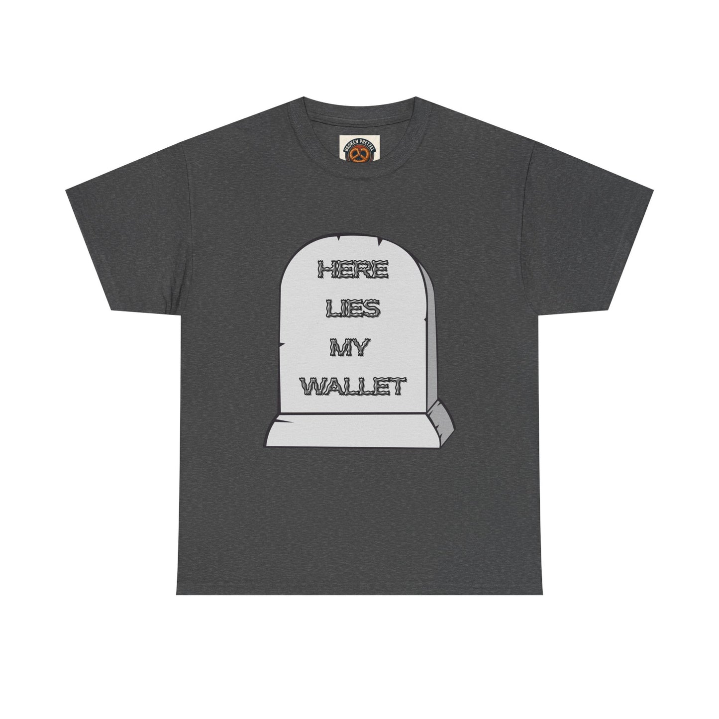Here Lies My Wallet Tombstone T-Shirt — Funny Grim Reaper Money Joke Tee