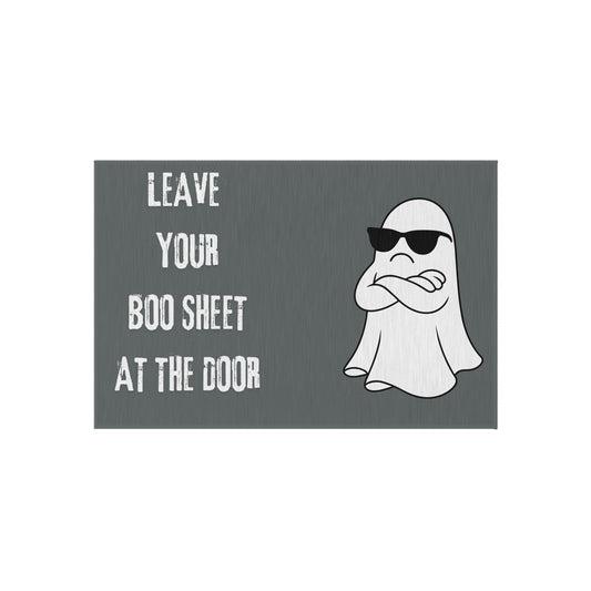 Outdoor Rug — "Leave Your Boo Sheet at the Door" Halloween Doormat