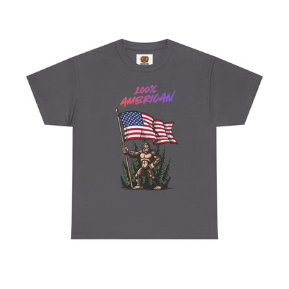 100% American T-Shirt — Retro Patriotic Flag Graphic Tee
