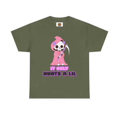 It Only Hurts A Lil Grim Reaper Tee — Cute Goth Skull T-Shirt