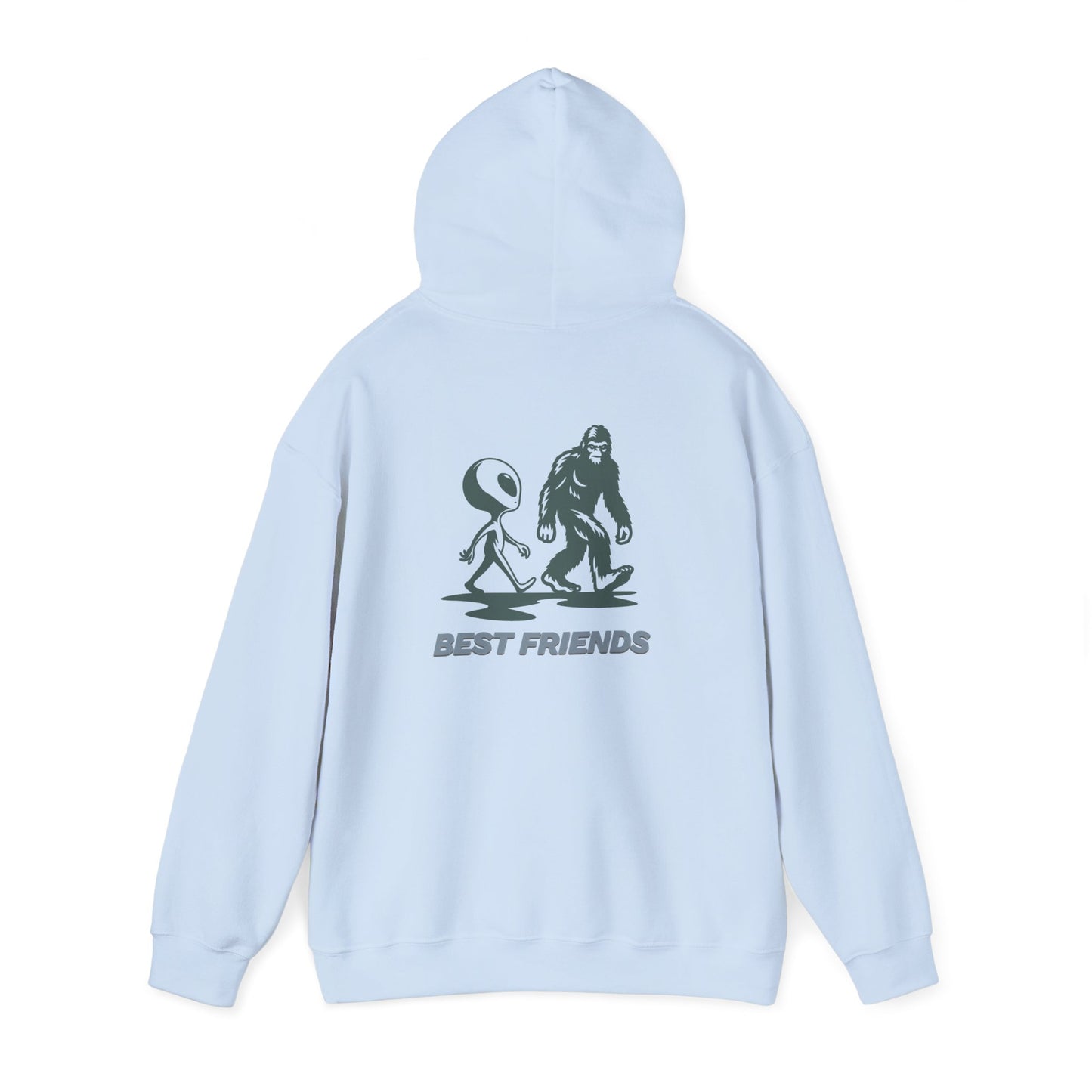 Best Friends Hoodie — Bigfoot & Alien Graphic Pullover