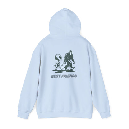 Best Friends Hoodie — Bigfoot & Alien Graphic Pullover