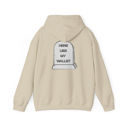 Hoodie - "Here Lies My Wallet" Tombstone Graphic Pullover