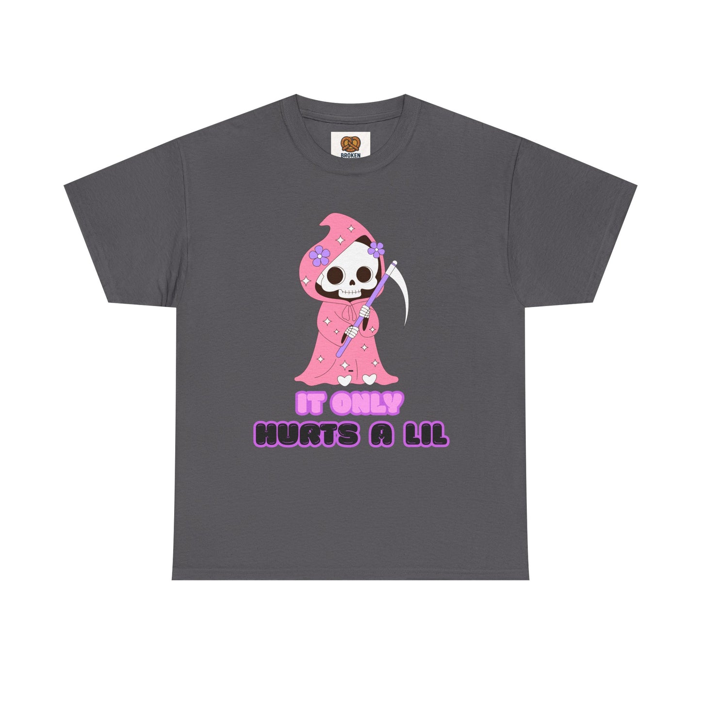 It Only Hurts A Lil Grim Reaper Tee — Cute Goth Skull T-Shirt