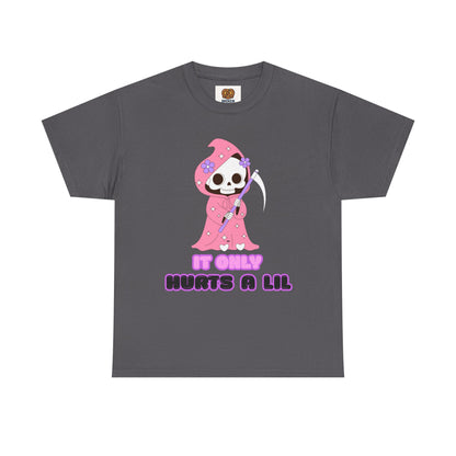 It Only Hurts A Lil Grim Reaper Tee — Cute Goth Skull T-Shirt