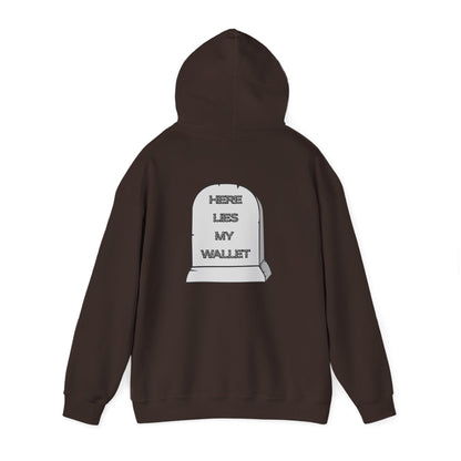 Hoodie - "Here Lies My Wallet" Tombstone Graphic Pullover