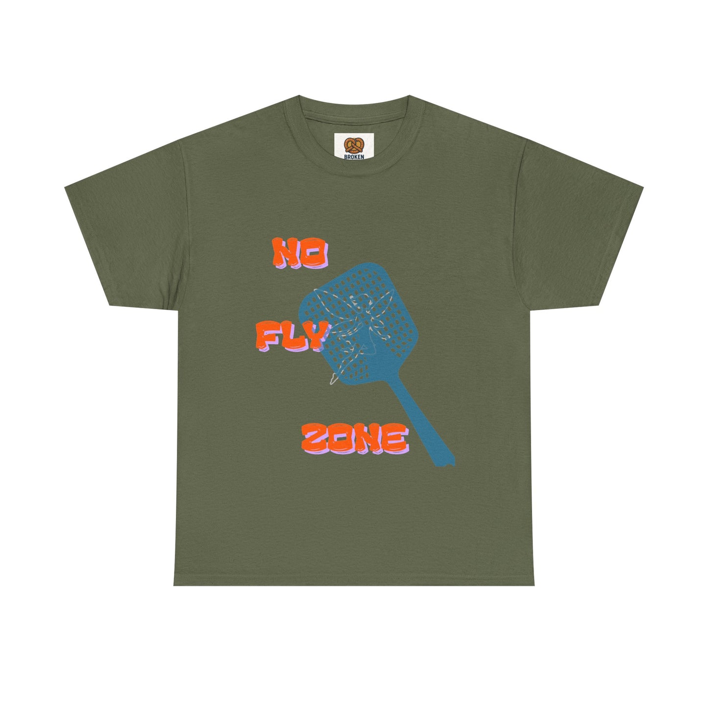 No Fly Zone T‑Shirt — Retro Mosquito Swatter Graphic Tee