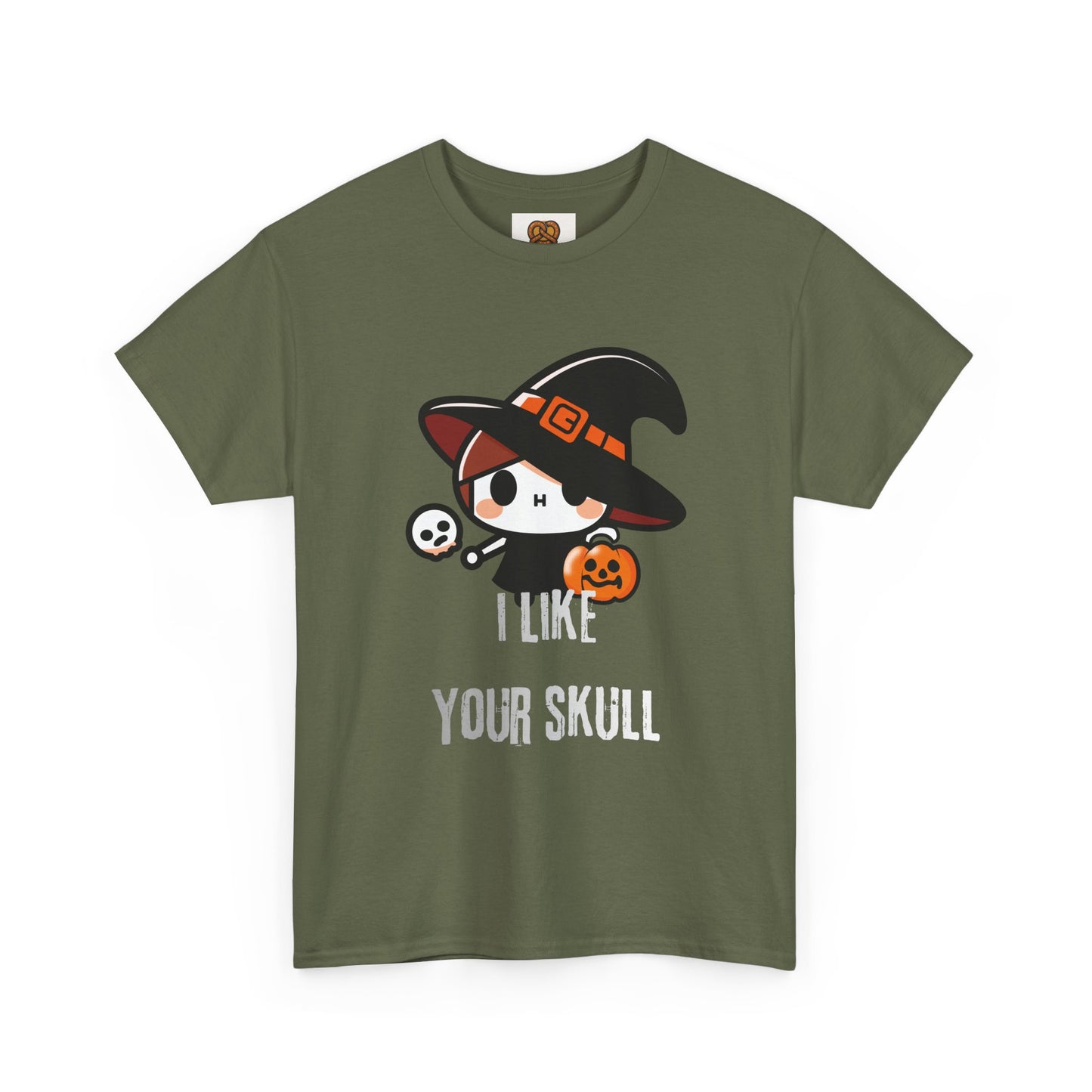 Halloween Witch Skull Tee — "I Like Your Skull" Cute Spooky Graphic T-Shirt