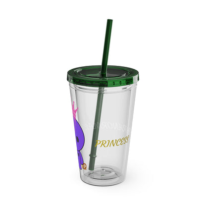 16oz Acrylic Tumbler with Straw — Cute Purple Blue Character 'Paranormal' Drink Cup