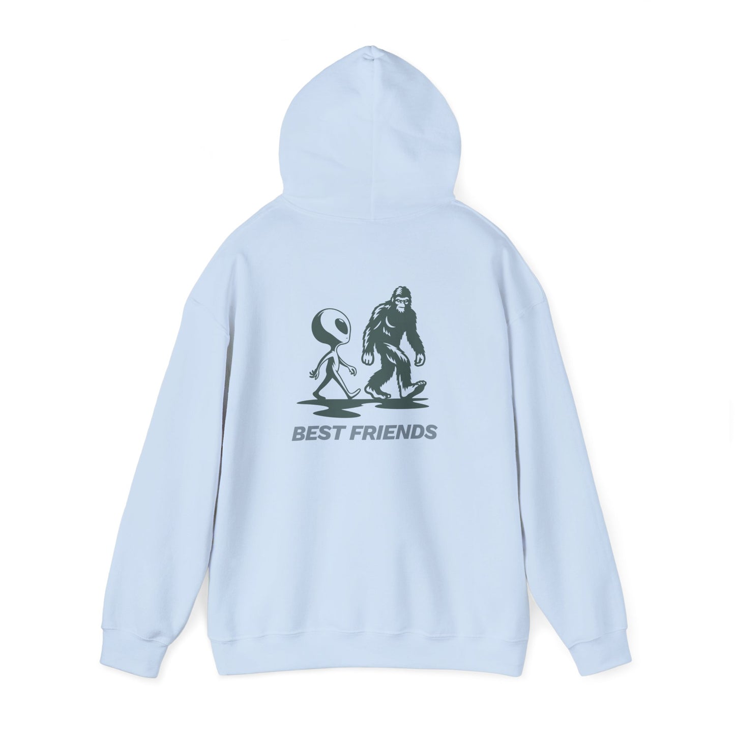 Best Friends Hoodie — Bigfoot & Alien Graphic Pullover