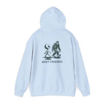 Best Friends Hoodie — Bigfoot & Alien Graphic Pullover