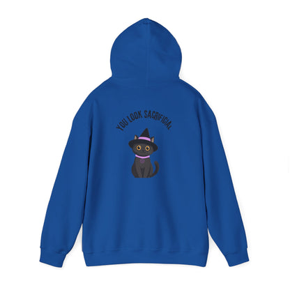 Witch Cat Hoodie – "You Look Purrrfect" Cute Black Cat Halloween Sweatshirt
