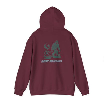 Best Friends Hoodie — Bigfoot & Alien Graphic Pullover